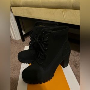 Black Timberland Heeled Boots